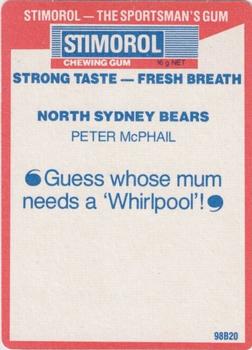 1990 Stimorol NRL #101 Peter McPhail Back